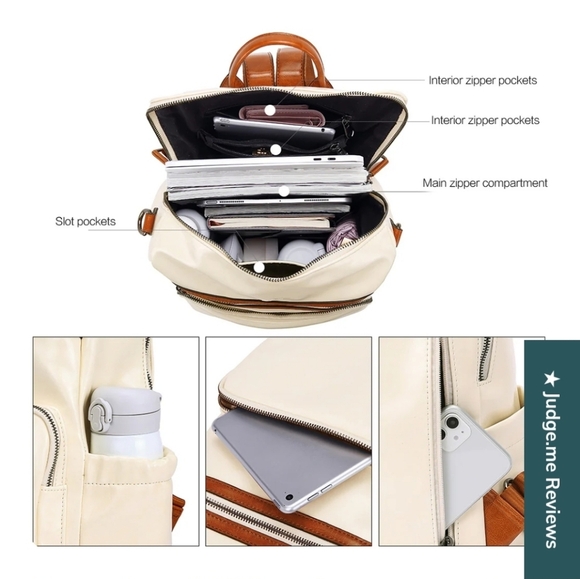 CLUCHI Greene Leather BackpackPurse For Commuting | Oil Wax In Cream/brown. NWOT - Picture 5 of 14